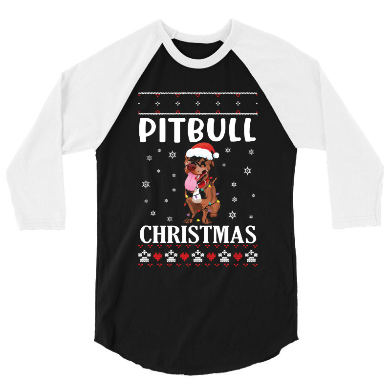 Merry Christmas Noel Day Pitbull Dog Lo Pitbull Dog Dancing With Snow  3/4 Sleeve Shirt by kerchingparticular | Artistshot