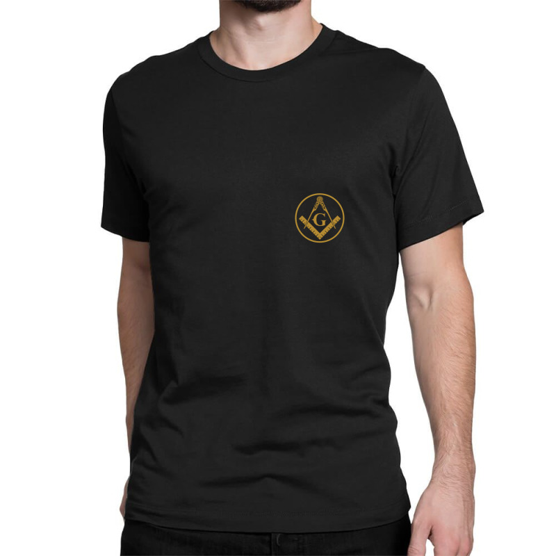 Freemason Gold Square And Compass In Circle Frame Masonic Classic T-shirt by CarsenBuonantony | Artistshot