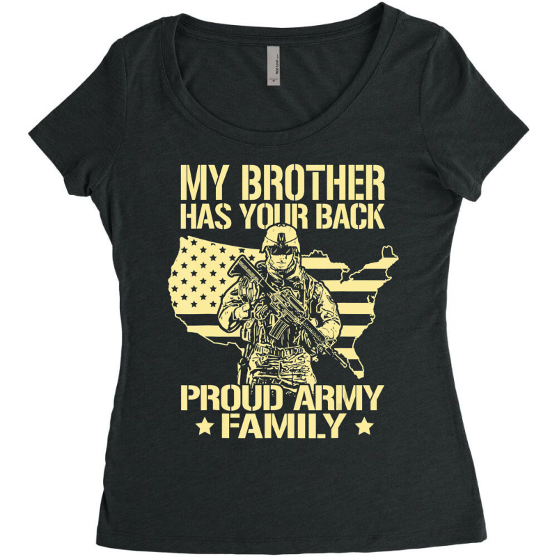 My Brother Has Your Back Proud Army Family Military Sibling Women's Triblend Scoop T-shirt by cm-arts | Artistshot