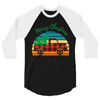 Merry Christmas Truck Tree Red Plaid Merry Christmas Truck Tree Red Pl 3/4 Sleeve Shirt | Artistshot