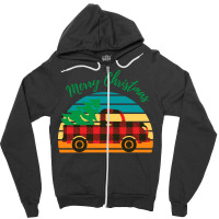 Merry Christmas Truck Tree Red Plaid Merry Christmas Truck Tree Red Pl Zipper Hoodie | Artistshot