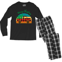 Merry Christmas Truck Tree Red Plaid Merry Christmas Truck Tree Red Pl Men's Long Sleeve Pajama Set | Artistshot