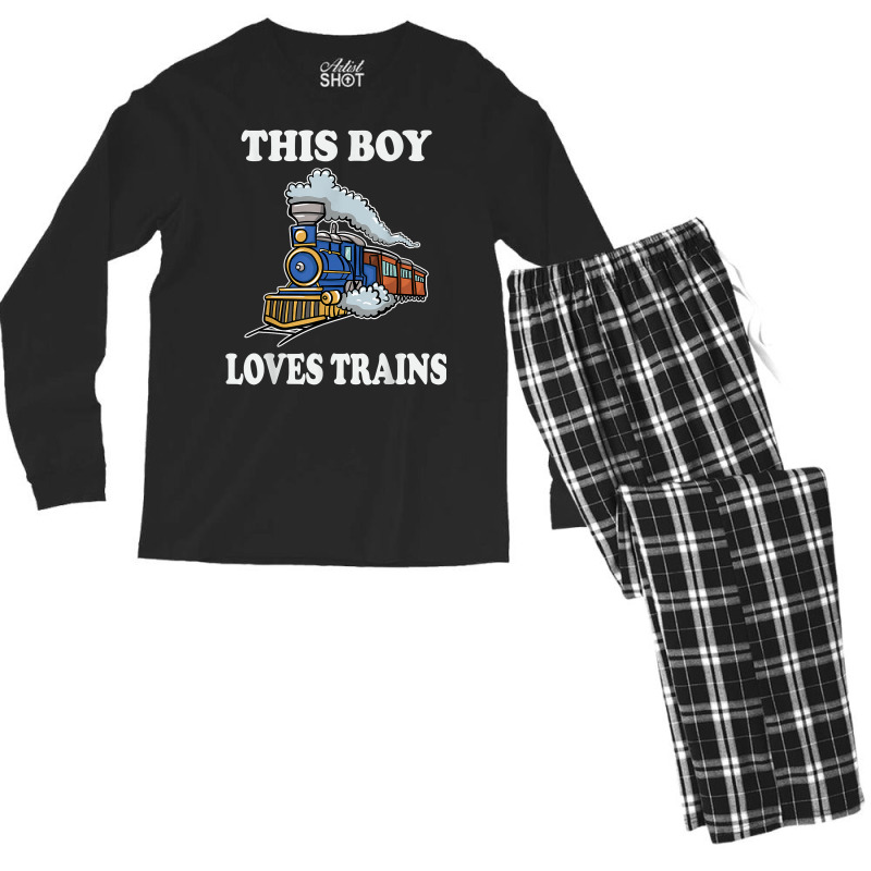 This Boy Loves Trains Gift Train Wagon Lover Gifts T Shirt Men's Long Sleeve Pajama Set by cm-arts | Artistshot