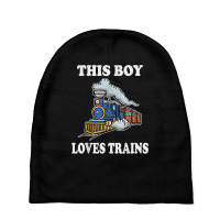 This Boy Loves Trains Gift Train Wagon Lover Gifts T Shirt Baby Beanies | Artistshot