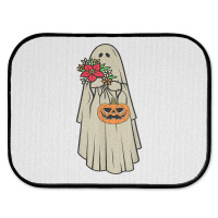 Retro Vintage Groovy Pumpkin Halloween Colors Flower Ghost T Shirt Rear Car Mat | Artistshot