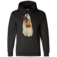 Retro Vintage Groovy Pumpkin Halloween Colors Flower Ghost T Shirt Champion Hoodie | Artistshot