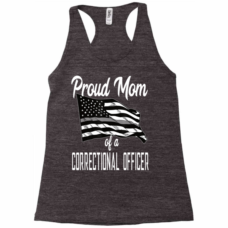 Correctional Officer Mom Quote Thin Silver Line Flag Mother Racerback Tank by cm-arts | Artistshot