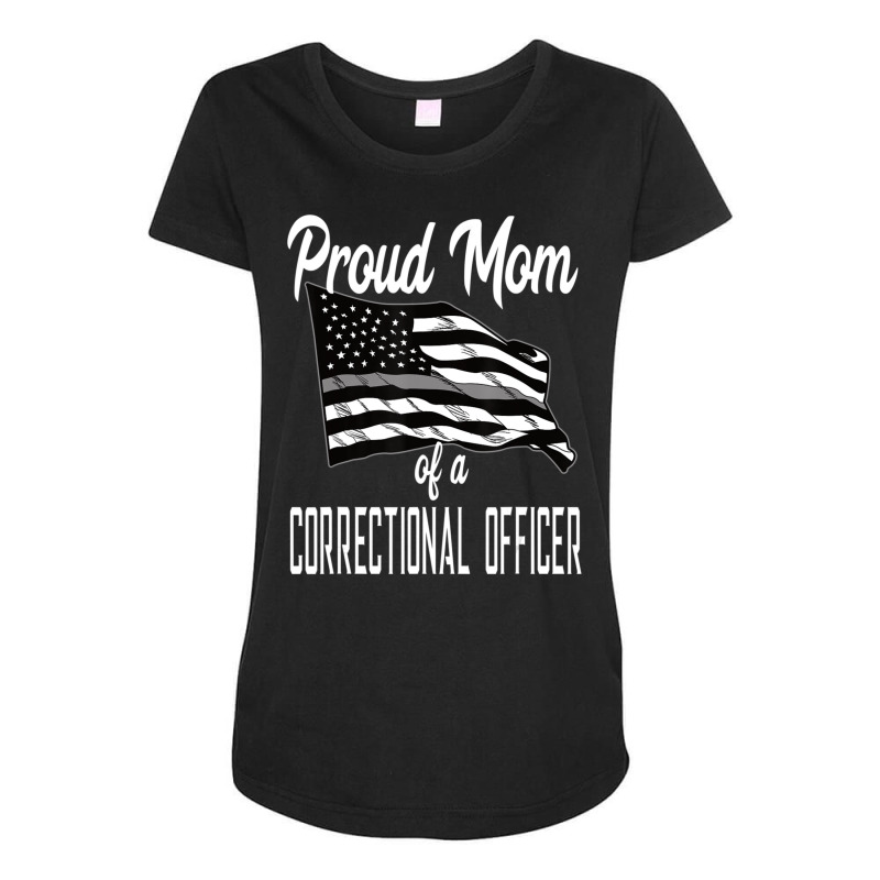 Correctional Officer Mom Quote Thin Silver Line Flag Mother Maternity Scoop Neck T-shirt by cm-arts | Artistshot