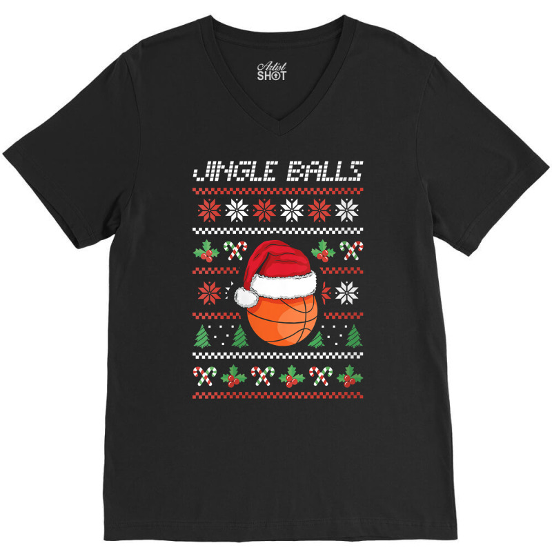 Womens Merry Christmas Holiday Season Basketball Player V Neck T Shirt V-neck Tee | Artistshot