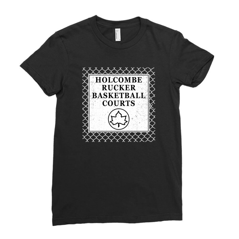 Holcombe Rucker Basketball Courts Park Sign On Chain Link Fence Ladies Fitted T-Shirt by cm-arts | Artistshot