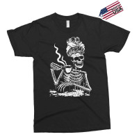 Skeleton Coffee Messy Bun   Front Design Premium T Shirt Exclusive T-shirt | Artistshot