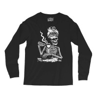 Skeleton Coffee Messy Bun   Front Design Premium T Shirt Long Sleeve Shirts | Artistshot