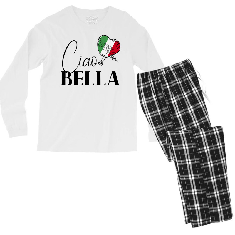 Ciao Bella Italy Graphic With Italian Flag Sweatshirt Men's Long Sleeve Pajama Set | Artistshot