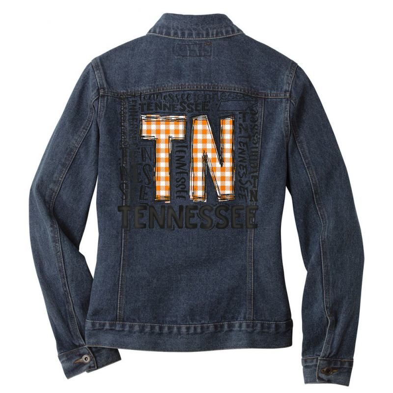 Tennessee State Flag Orange Plaid Tn T Shirt Ladies Denim Jacket by cm-arts | Artistshot