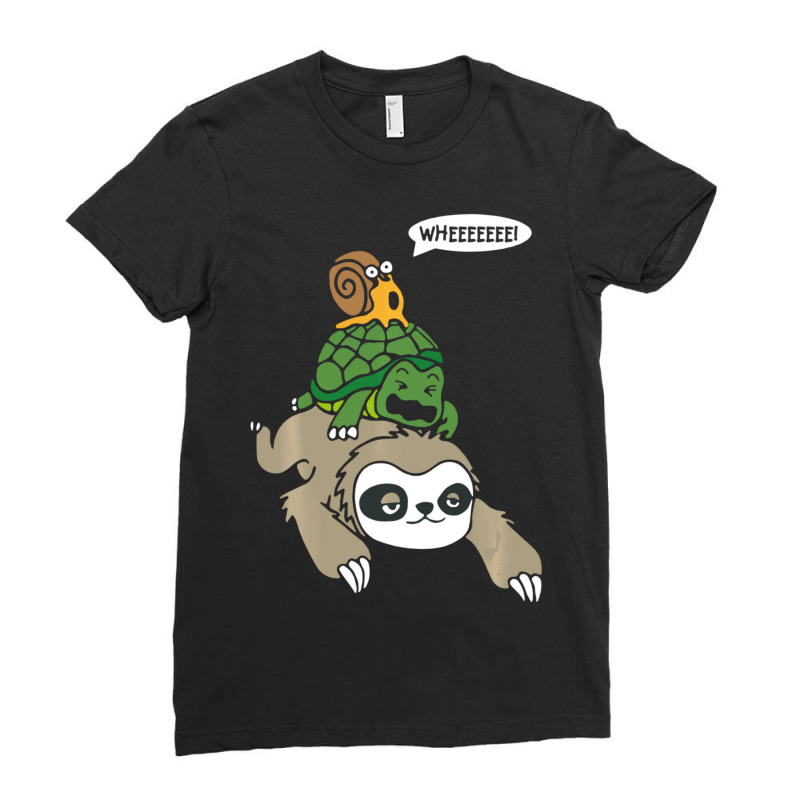 Cool Sloth, Turtle And Snail Running Team Ladies Fitted T-Shirt by behindcedar22 | Artistshot