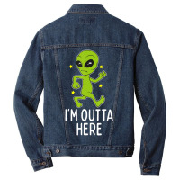 I'm Outta Here Alien Storm Area 51 Alien Running Away Men Denim Jacket | Artistshot