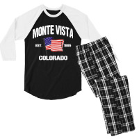 Monte Vista Colorado Co Usa Stars & Stripes Vintage Style Premium Men's 3/4 Sleeve Pajama Set | Artistshot