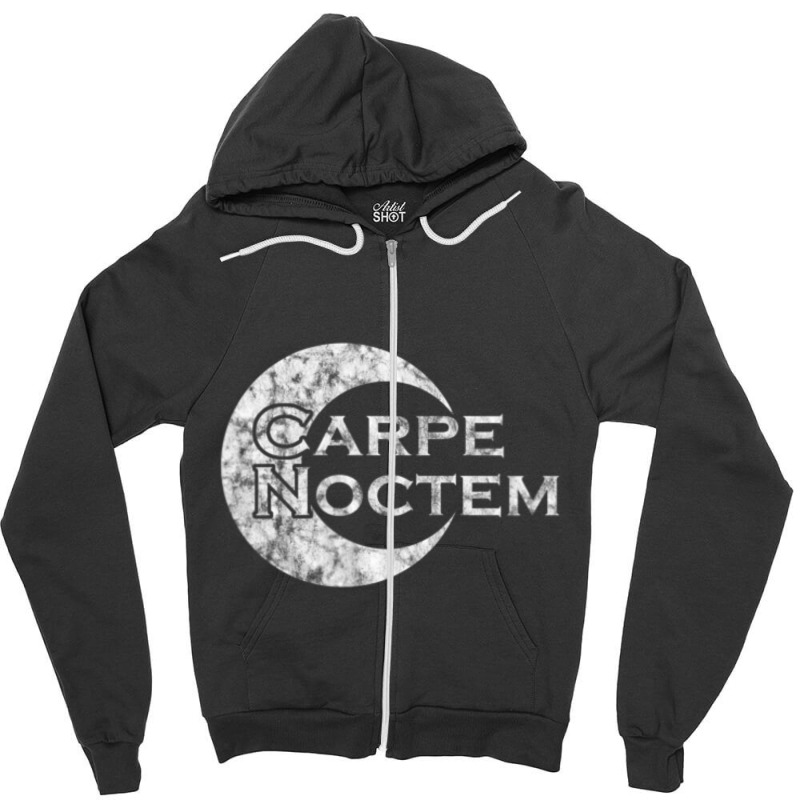 Carpe Noctem Latin Saying Latin Zipper Hoodie by cm-arts | Artistshot