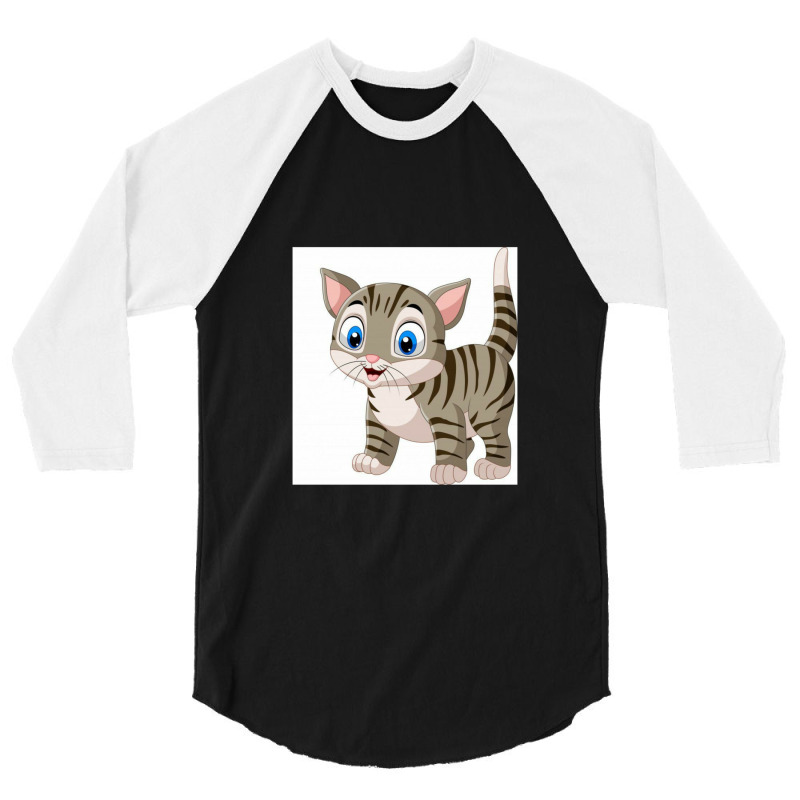 Cartoon Funny Cat Isolated 3/4 Sleeve Shirt by ErikaCharles | Artistshot