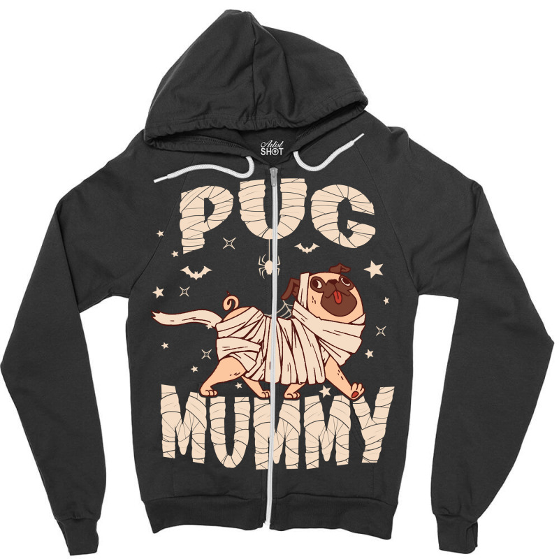 Trendy Halloween Dog Meme Pug Owner Costume Pug Mummy Long Sleeve T Sh Zipper Hoodie by maecopaharo | Artistshot