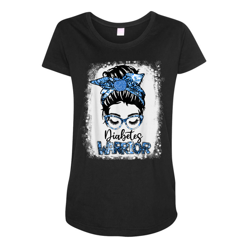 Type 1 Diabetes Warrior Blue Messy Bun Teacher Life Bleached Maternity Scoop Neck T-shirt by Fashonus | Artistshot