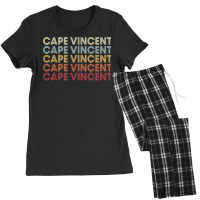 Cape Vincent New York Cape Vincent Ny Retro Vintage Text T Shirt Women's Pajamas Set | Artistshot