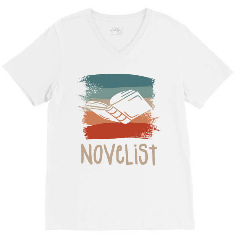 Retro Vintage Novelist Novel Author Long Sleeve T Shirt V-Neck Tee by cm-arts | Artistshot