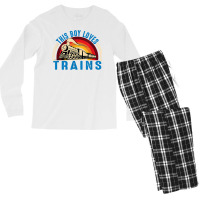 This Boy Loves Trains Railway Locomotive Steam Train T Shirt Men's Long Sleeve Pajama Set | Artistshot