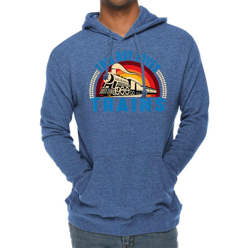 This Boy Loves Trains Railway Locomotive Steam Train T Shirt Lightweight Hoodie | Artistshot