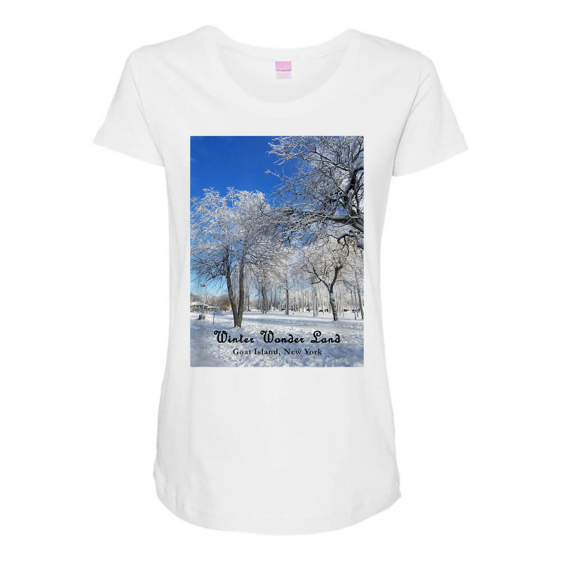 Winter Wonderland Goat Island, New York 2017 T Shirt Maternity Scoop Neck T-shirt by cm-arts | Artistshot