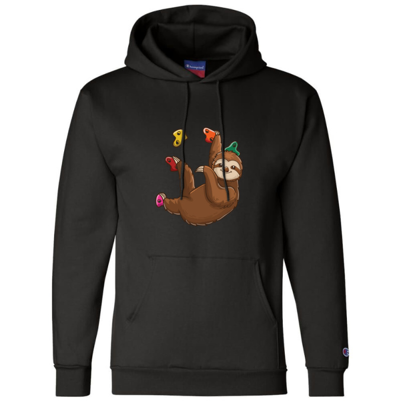 Funny Rock Climbing Sloth Bouldering Wall Climb Champion Hoodie | Artistshot