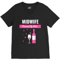 Midwife Powered By Wine V-neck Tee | Artistshot