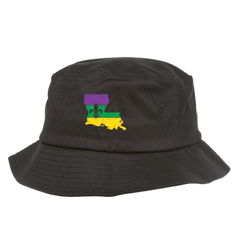 New Orleans Louisiana Map Jester Funny Mardi Gras Carnival Bucket Hat | Artistshot