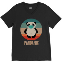 Panda Bear With Mask Pandemic Pandamic Retro Panda V-neck Tee | Artistshot