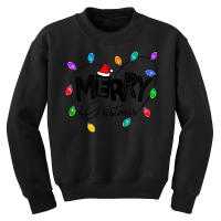 Merry Christmas Matching Family Santa Hat Xmas Light Pajamas Youth Sweatshirt | Artistshot