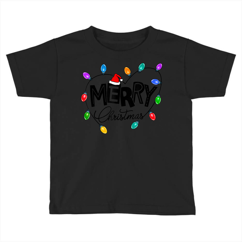 Merry Christmas Matching Family Santa Hat Xmas Light Pajamas Toddler T-shirt by Fashzilla | Artistshot