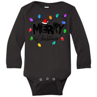 Merry Christmas Matching Family Santa Hat Xmas Light Pajamas Long Sleeve Baby Bodysuit | Artistshot