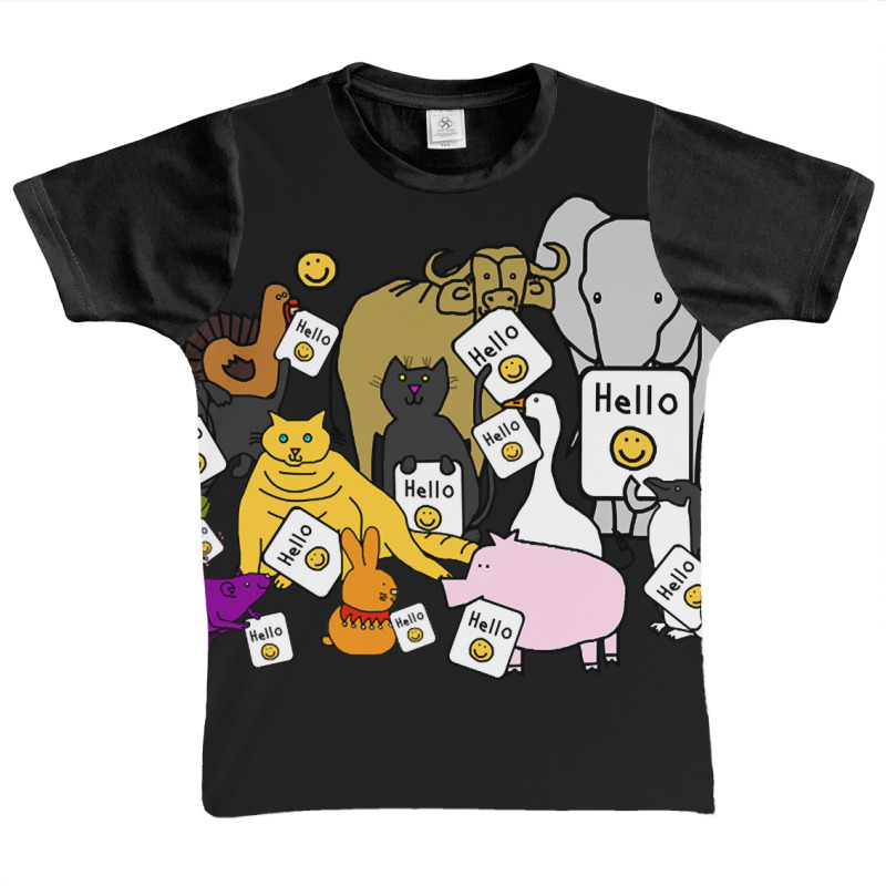 Group Of Cute Animals Say Hello Graphic Youth T-shirt | Artistshot