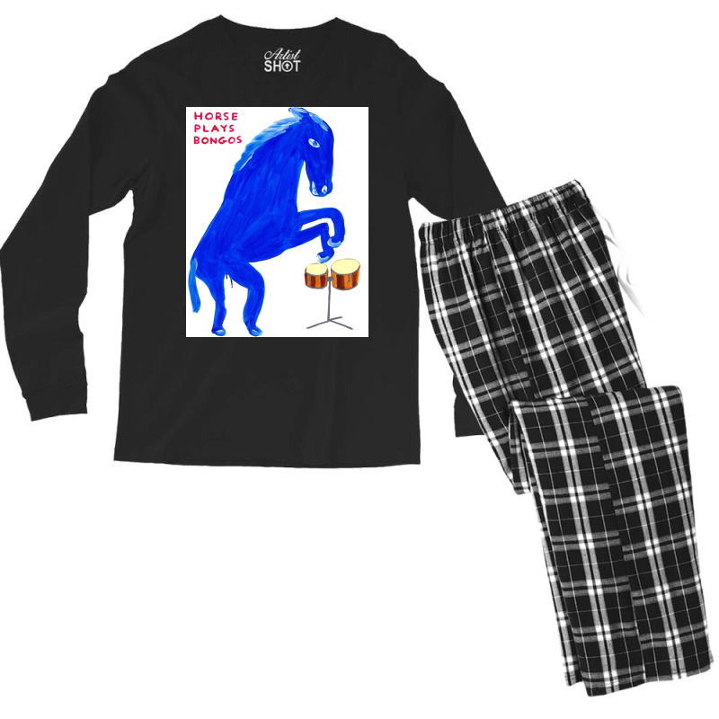 Horse Plays Bongos Men's Long Sleeve Pajama Set | Artistshot