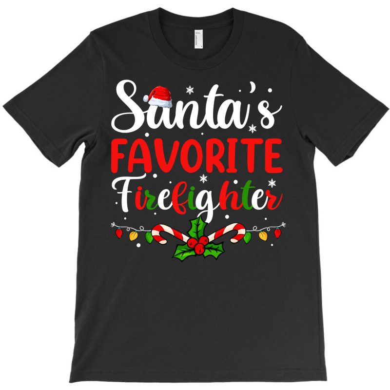 Xmas Santa’s Favorite Firefighter Shirt, Men Merry Christmas Pullove T-shirt | Artistshot