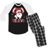 Believe Santa Claus Funny Christmas Party Merry Christmas Tank Top Men's 3/4 Sleeve Pajama Set | Artistshot