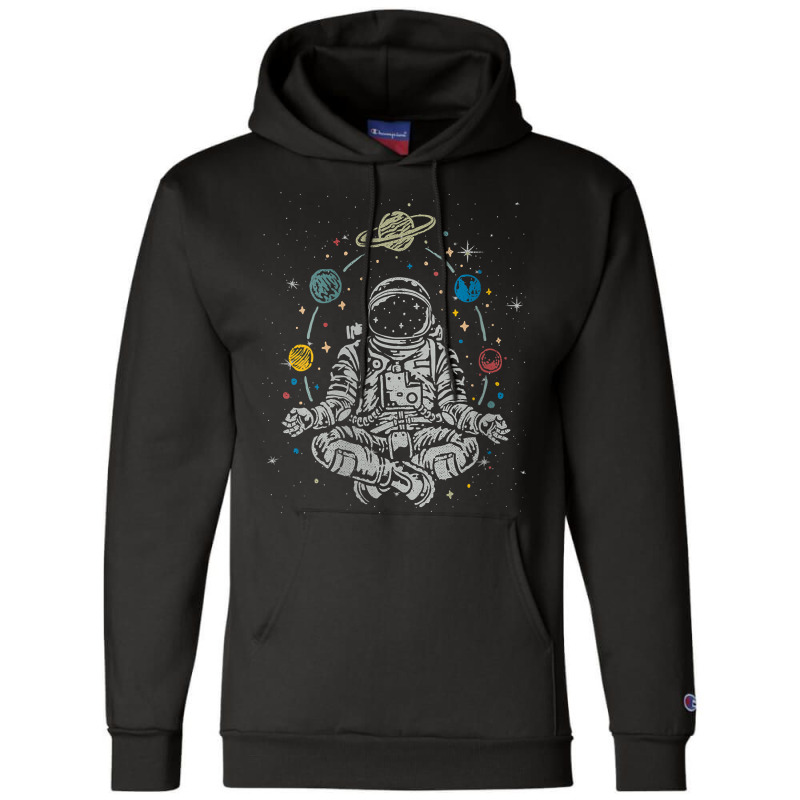 Womens Vintage Lotus Meditating Astronaut Zen Yoga Planets Universe V Champion Hoodie | Artistshot