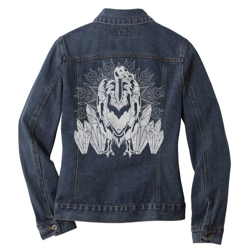 Crystals Ruppells Griffon Scavenger Bird Animal Vulture Ladies Denim Jacket by Outpost | Artistshot