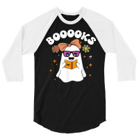 Booooks Ghost Read Library Books Halloween Teacher Shirt 3/4 Sleeve Shirt | Artistshot