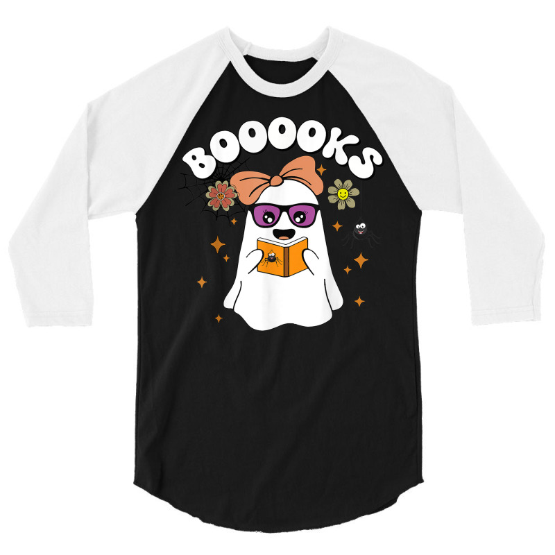 Booooks Ghost Read Library Books Halloween Teacher Shirt 3/4 Sleeve Shirt by Fashzilla | Artistshot