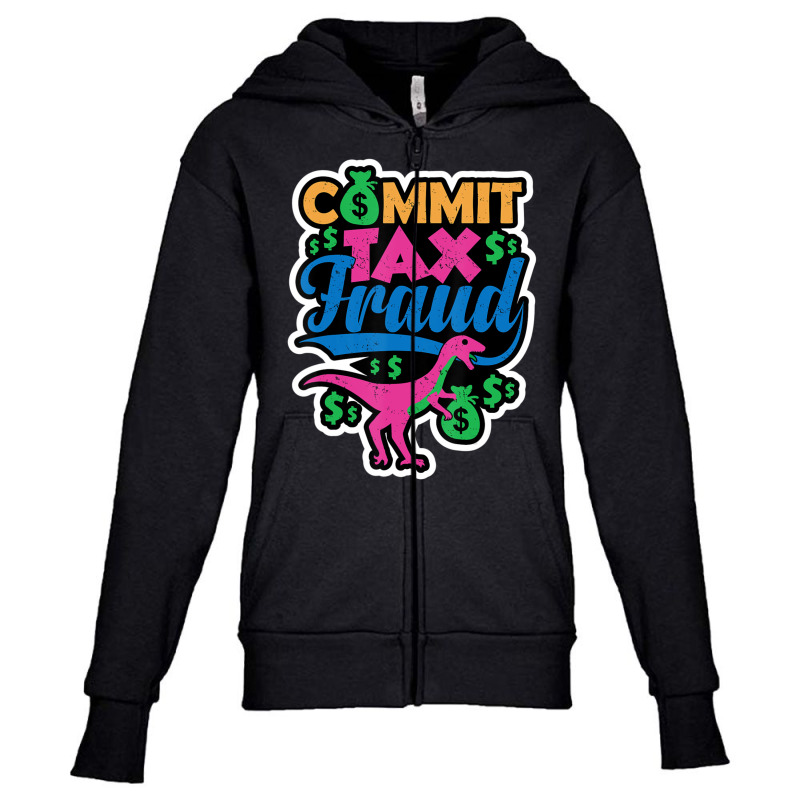 Commit Tax Fraud Taxpayer Evasion Squad Purple Dinosaur Youth Zipper Hoodie | Artistshot