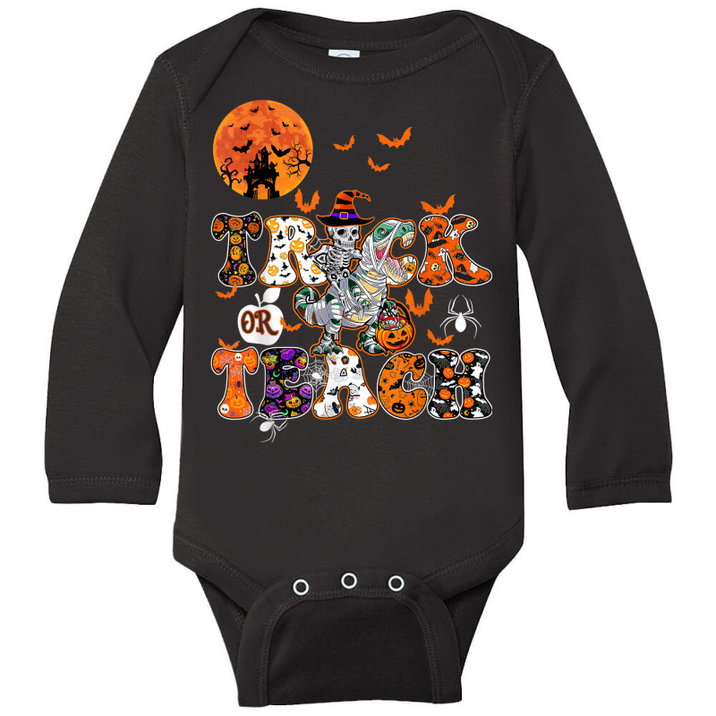 Trick Or Teach Funny Halloween Teacher Trick Or Treat Party Long Sleeve Baby Bodysuit by Color | Artistshot