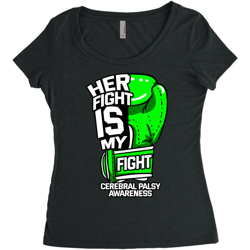 Her Fight Is My Fight Cerebral Palsy Awareness Green Ribbon Women's Triblend Scoop T-shirt by cm-arts | Artistshot