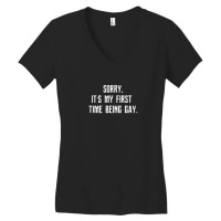 First Time Being Gay Women's V-neck T-shirt | Artistshot