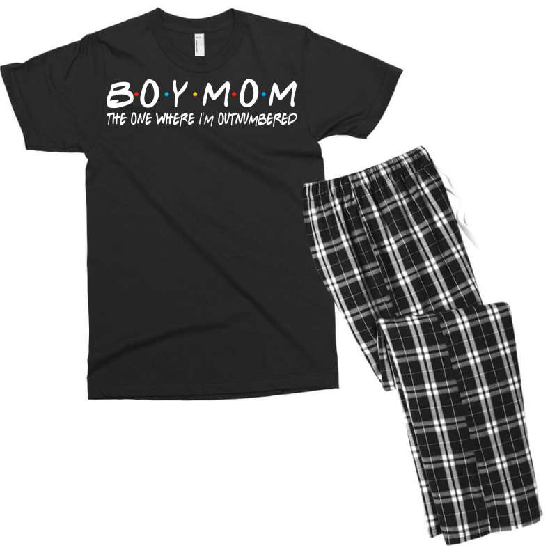 Boy With Mom The One Where I M Outnumbered Funny Vintage Men's T-shirt Pajama Set | Artistshot